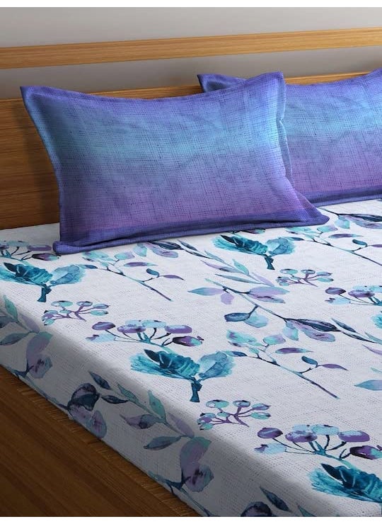 Bombay Dyeing Bombay Dyeing 120TC SilverBell One Polycotton Double Bed Sheet with Two Pillow Cover  - Image 3