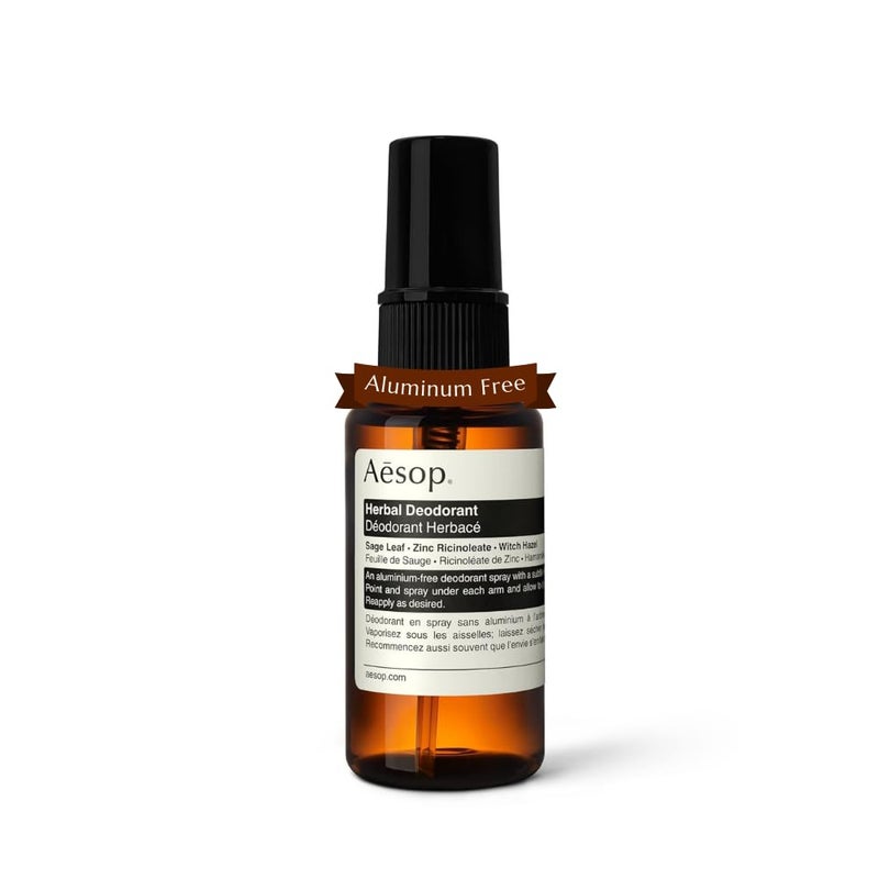 Aesop Herbal Deodorant Spray  Aluminum Free  Deodorant Reduces  Masks Underarm Odor  Sage Leaf Zinc Ricinoleate Witch Hazel  17 oz  50mL