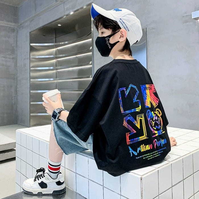 Boys' Short-Sleeved T-Shirt 2026 Style Baby Pure Cotton Half-Sleeved Korean Style Children'S Cartoon Top Trendy - Image 1