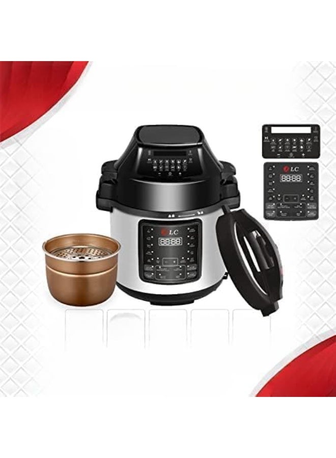 دي إل سي  DLC Electric Pressure Cooker With Air Fryer Multi-Cooker 6+3.5 Liter 39900 Silver/Black - Image 1