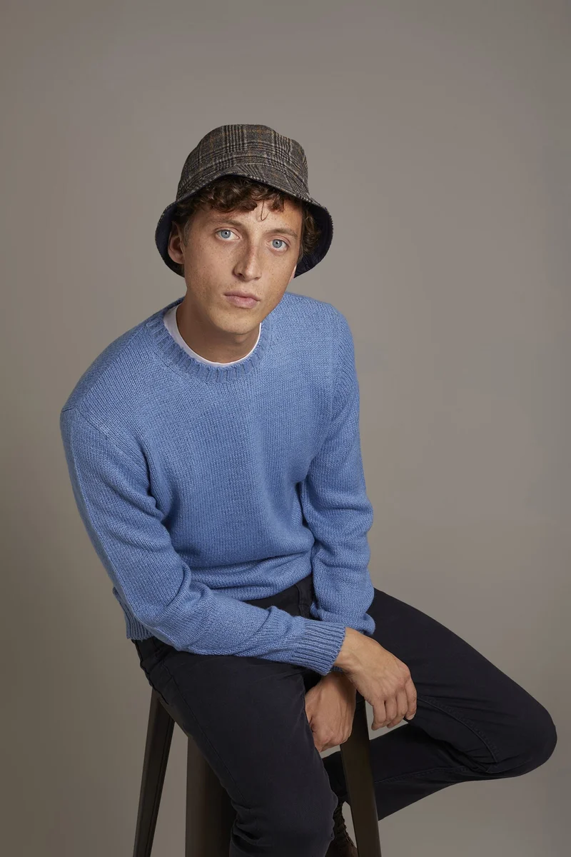 Doppelganger Round neck wool blend sweater - DK Sky