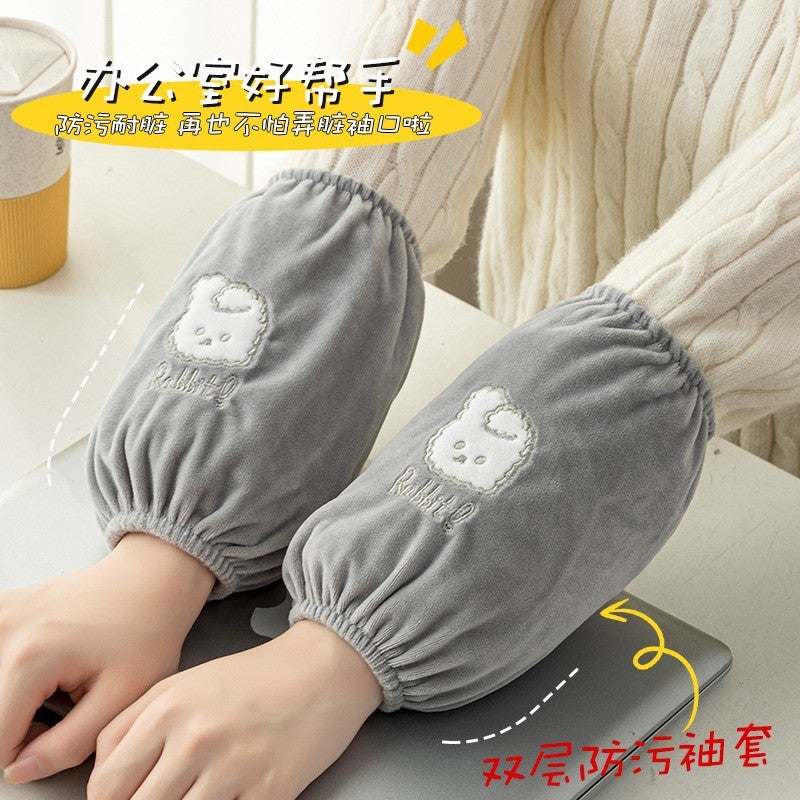 CuteCartoon Long Sleeve Cufflinks Autumn Winter Waterproof Dirt-resistant Arm Protector New 2023 Model For Students And Adults Rabbit gray 