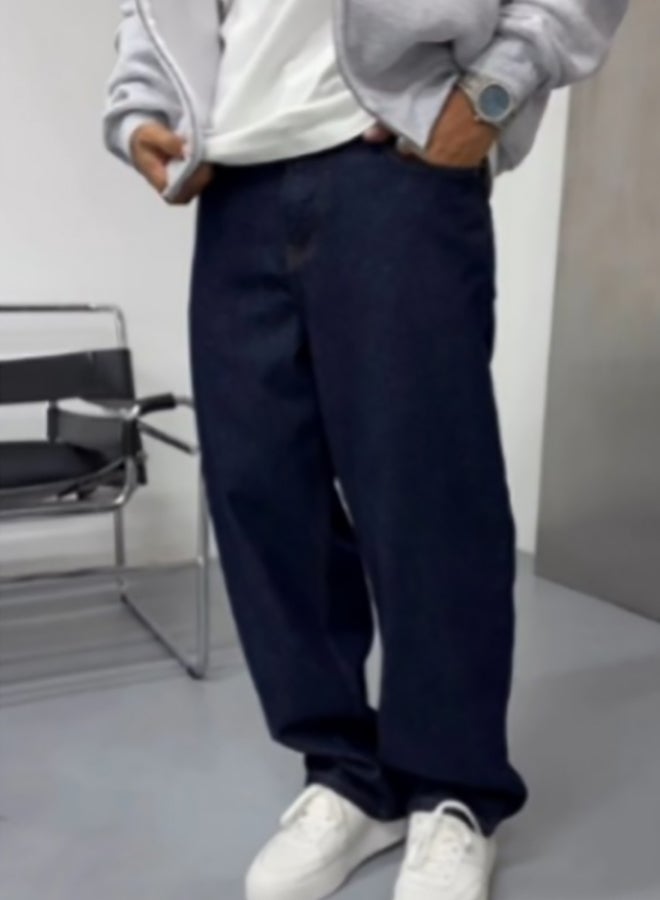 Comfo Pants Navy Blue Washed Baggy Fit Denim 08 - Image 1