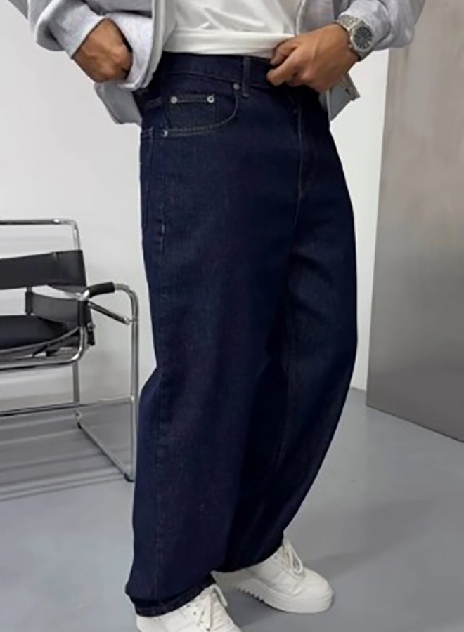 Comfo Pants Navy Blue Washed Baggy Fit Denim 08 - Image 2