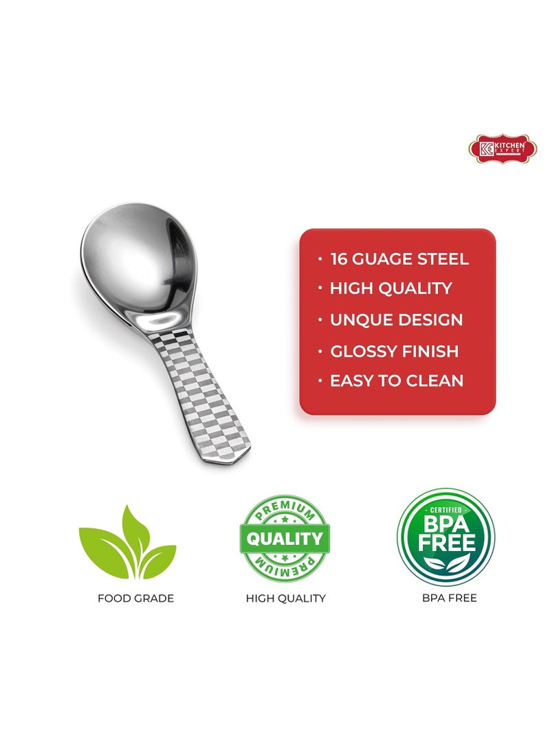 Kitchen Expert Kitchen Expert - Stainless Steel Masala Spoons | Heavy Guage | Mini Spoons for Tea/Sugar | Spices Spoon for Kitchen | for Small Containers | Spoon for Masala Dabba | Set of 6 | Silver Color  - Image 3