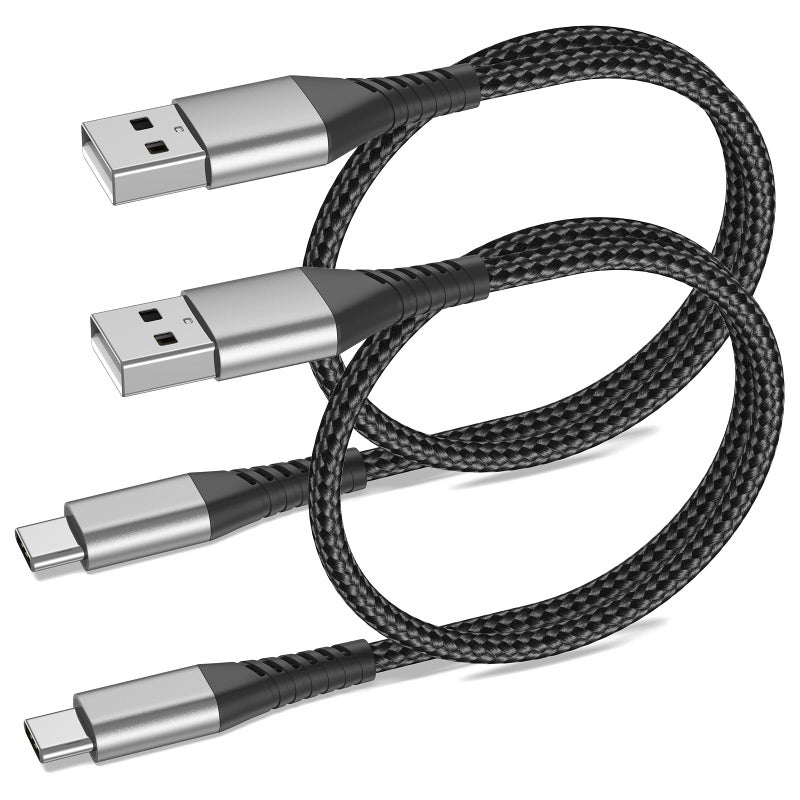 Umefly USB A to USB C Cable 2ft, 2 Pack Braided USB Type C Cable Fast Charging Cord, 2 ft USB to USB-C Cable for Car iPhone 15 16 17 Pro Max, iPad Air Pro, Samsung Galaxy S24 S23 Ultra, USBA to USBC Cable - Image 1