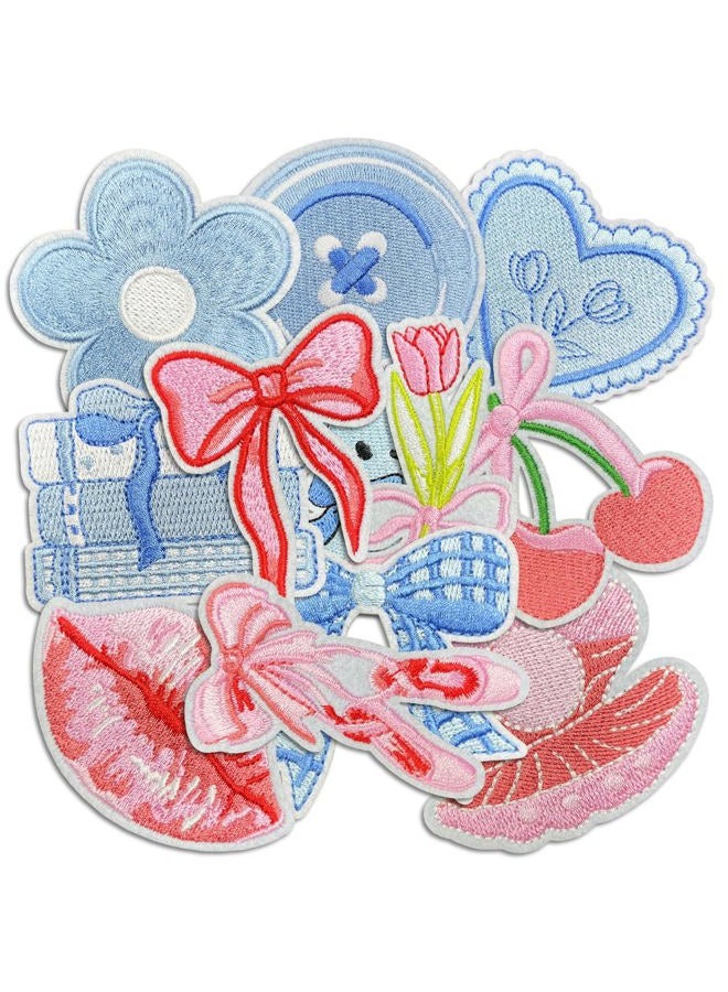 Cazzon Boho Girly Iron On Patches, Cute Embroidery Applique Patch, DIY Decorative Heat Press Patches for Jeans Jackets Clothing Backpacks Hats (Boho5 12 Pcs) - Image 1