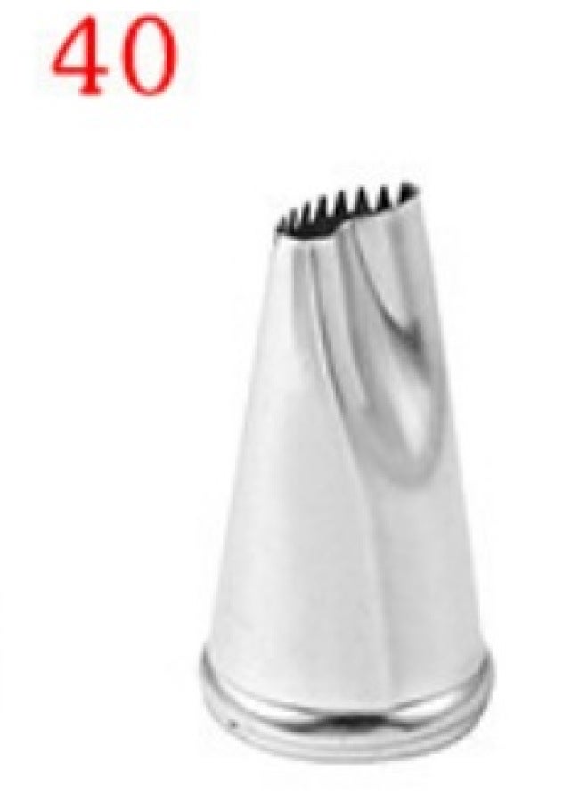 304 Stainless Steel Laser Welding Piping Mouth Rose Grass Round Hole Carnation Cream Nozzle-Color:40 Lotus Leaf Mouth  - Image 1