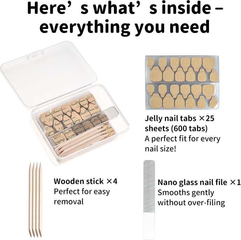 Sun&Beam Nails Adhesive Tabs 25 Sheets for Press On False Nail Gel Glue Double Sided Stickers Waterproof Transparent Strong Sticky (25sheet Set with Box) - Image 2