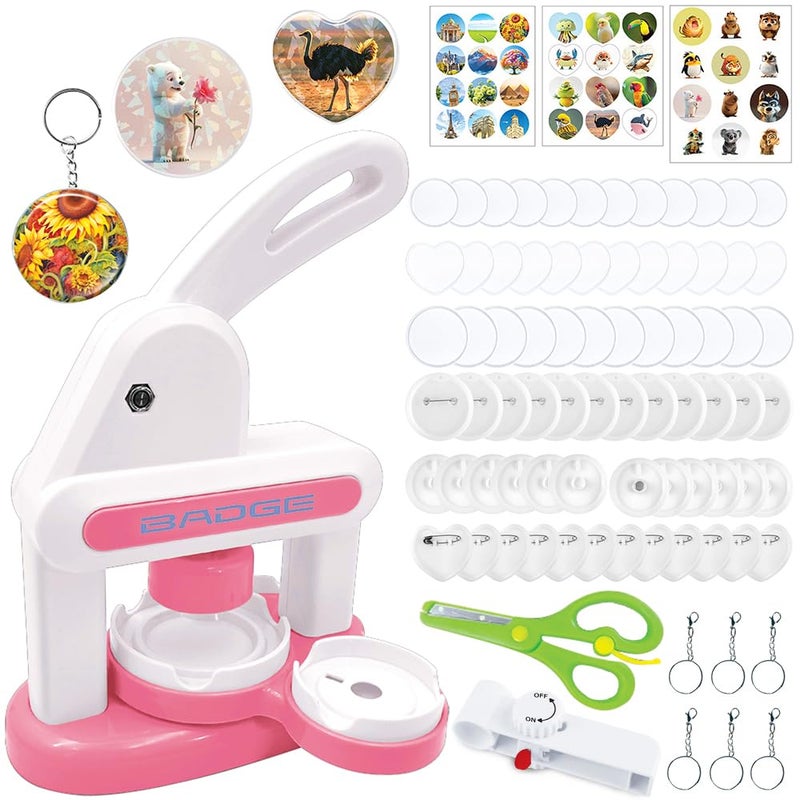 Nexstron Button Maker Machine 2025 New 70Pack Pin Maker Installation-Free 55Mm+35Mm Diy Magnet Maker Press Machine Kit Badge Punch Press Machine With 36Pcs Button(6 Magnet)&6 Keychain&Circle Cutter&Scissors - Image 1