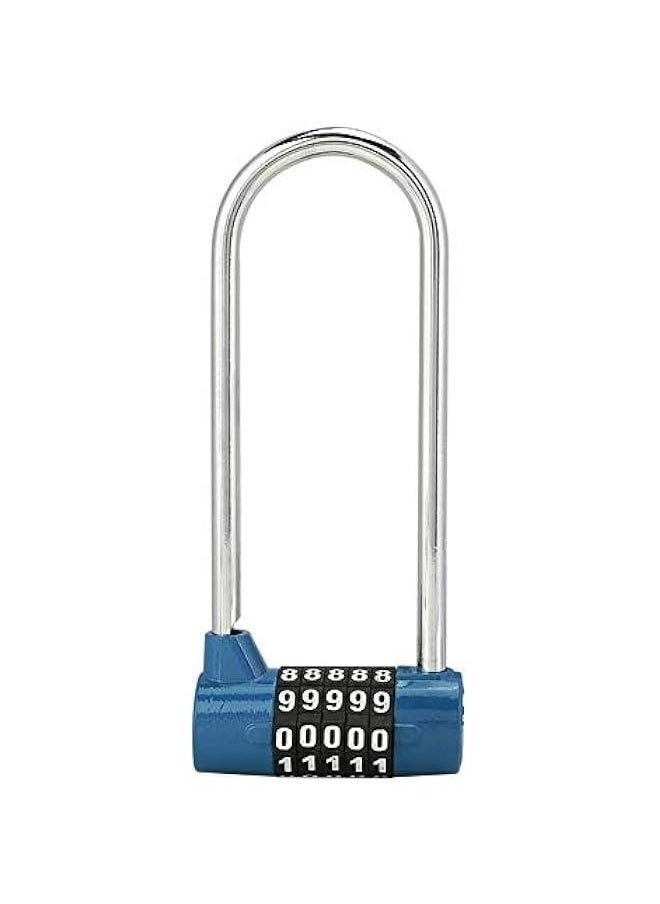 Generic 5 Digit Combination Alloy Padlock,U-Shape Security Code Lock Extra Long Cabinet Door Padlock Locker Lock, Re-settable Combo Lock, Gym Locker, School Locker, (Blue)  - Image 1