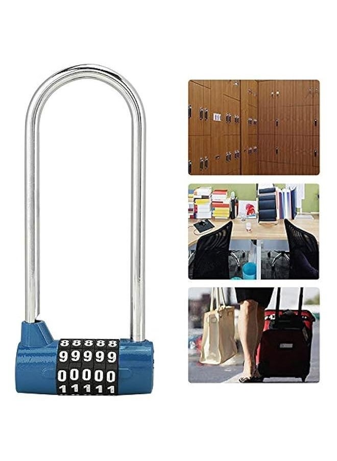 Generic 5 Digit Combination Alloy Padlock,U-Shape Security Code Lock Extra Long Cabinet Door Padlock Locker Lock, Re-settable Combo Lock, Gym Locker, School Locker, (Blue)  - Image 5