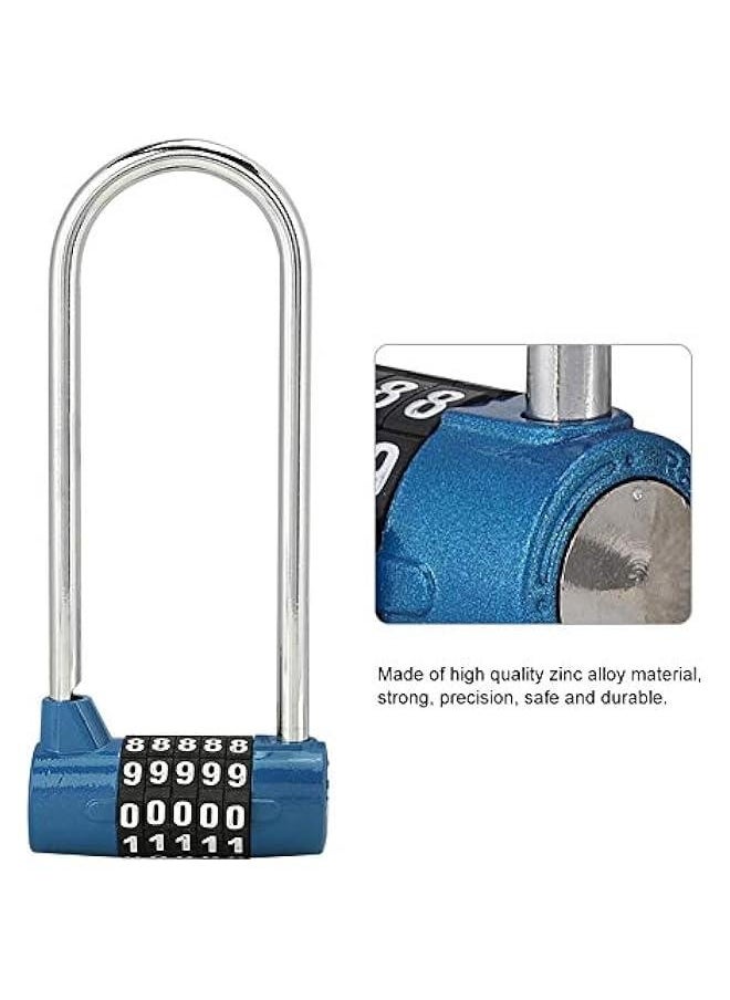 Generic 5 Digit Combination Alloy Padlock,U-Shape Security Code Lock Extra Long Cabinet Door Padlock Locker Lock, Re-settable Combo Lock, Gym Locker, School Locker, (Blue)  - Image 3