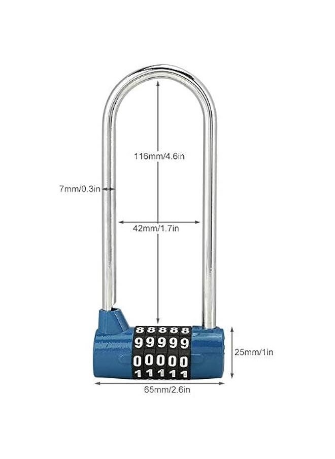 Generic 5 Digit Combination Alloy Padlock,U-Shape Security Code Lock Extra Long Cabinet Door Padlock Locker Lock, Re-settable Combo Lock, Gym Locker, School Locker, (Blue)  - Image 4