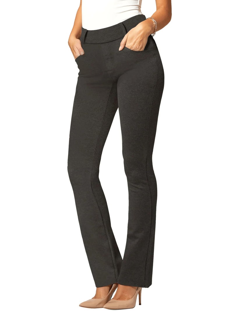 Conceited Black Dress Pants Women Tummy Control Wear to Work Pants Women Womens Dress Pants Slacks Business Casual Office Midnight Black Medium