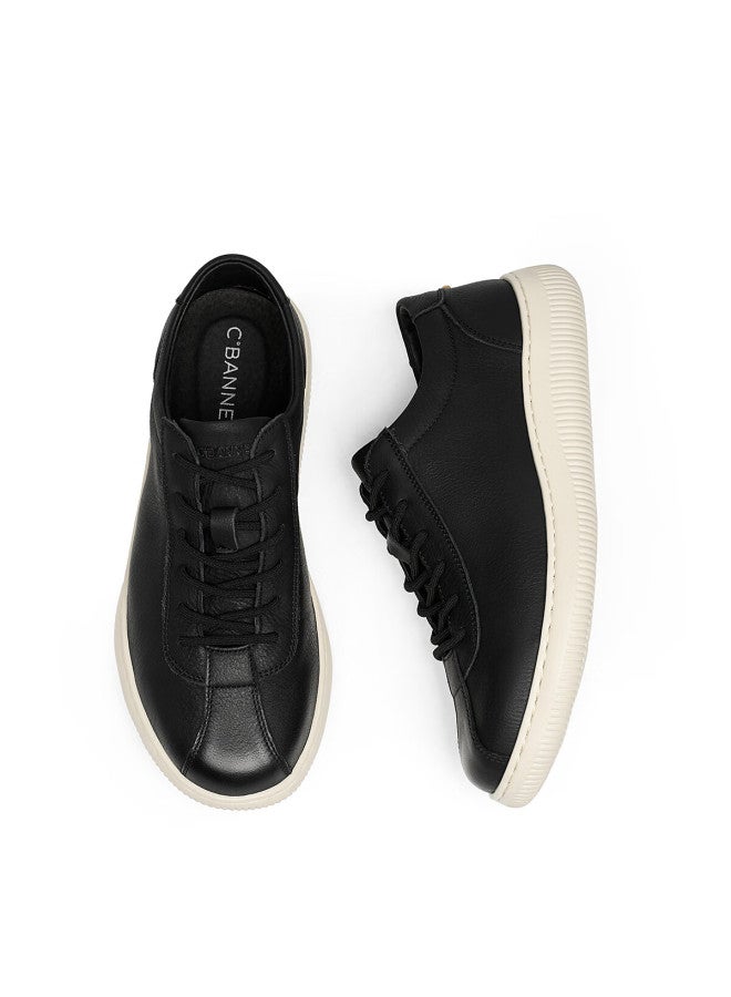 C.banner First Layer Cowhide Autumn New Men's Casual Shoes Soft Sole Versatile Men's White Sneakers Black Size 38 - Image 5