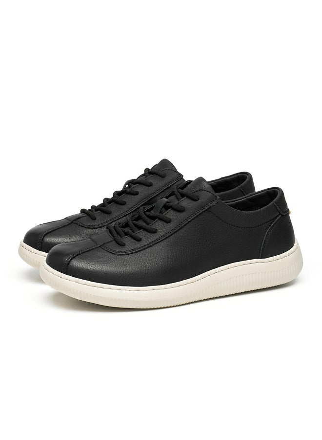C.banner First Layer Cowhide Autumn New Men's Casual Shoes Soft Sole Versatile Men's White Sneakers Black Size 38 - Image 3