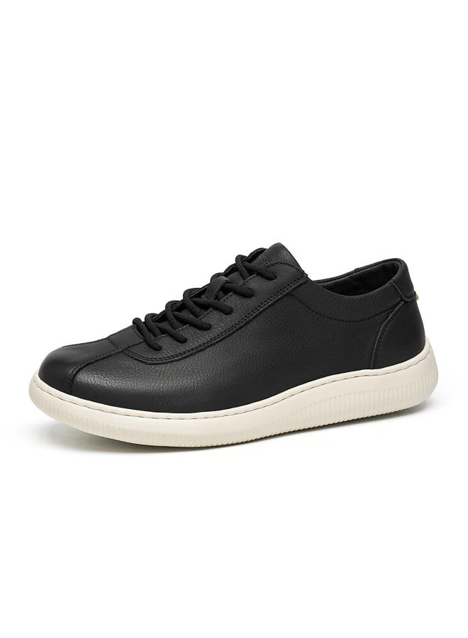 C.banner First Layer Cowhide Autumn New Men's Casual Shoes Soft Sole Versatile Men's White Sneakers Black Size 38 - Image 2