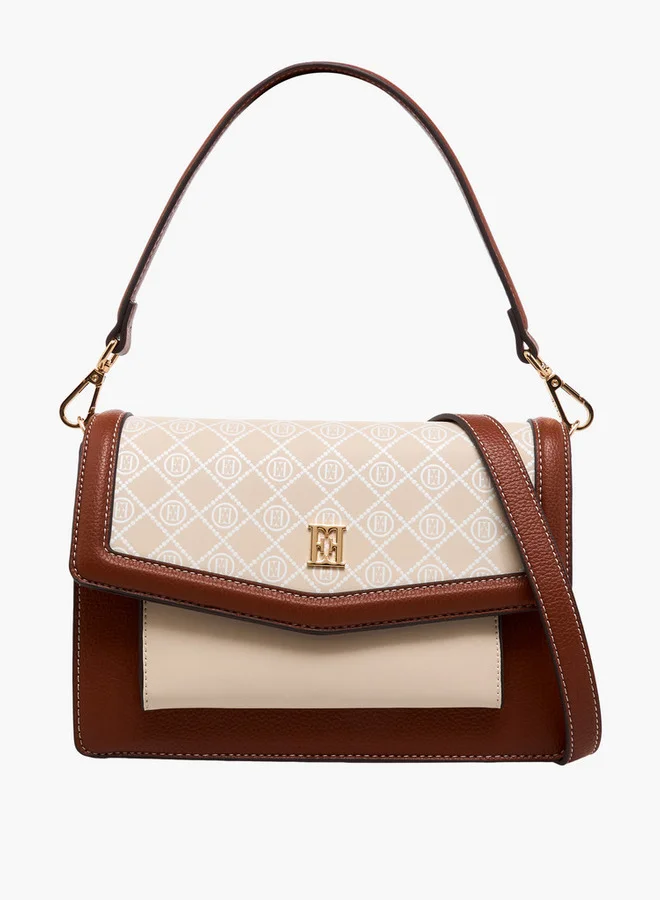 ايل Monogram Print Crossbody Bag with Adjustable Strap