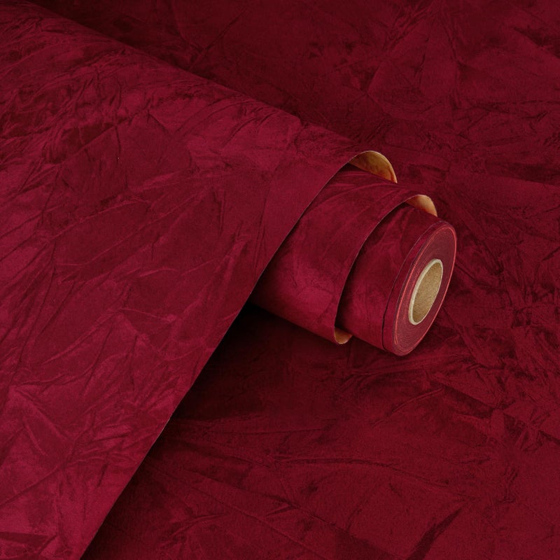 WESTICK Red Velvet Wallpaper Peel and Stick Flocking Fabric Wallpaper for Bedroom Walls Self Adhesive Felt Velvet Contact Paper Felt Drawer Liner for Jewelry Box Christmas Crafts 158x80 - Image 2