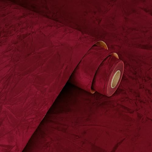 WESTICK Red Velvet Wallpaper Peel and Stick Flocking Fabric Wallpaper for Bedroom Walls Self Adhesive Felt Velvet Contact Paper Felt Drawer Liner for Jewelry Box Christmas Crafts 158x80 - Image 1