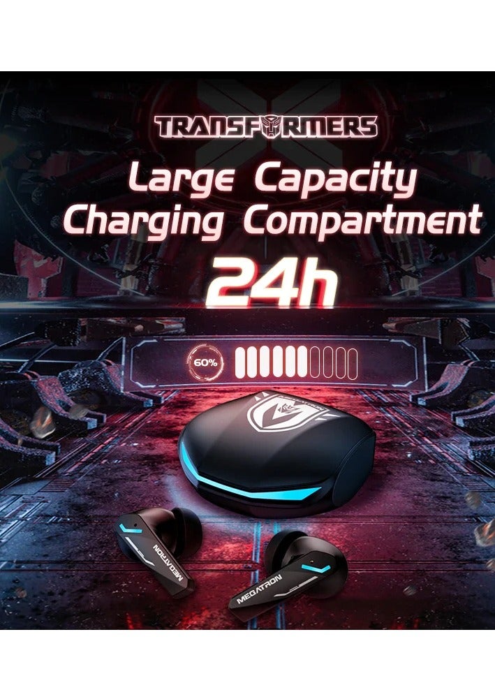 Transformers TF-T10 Wireless Bluetooth Earbuds Gaming Headphones Long Battery Life Headset Low Latency HIFI Stereo Sound with Music Noise Cancellation Calls Black - Image 4