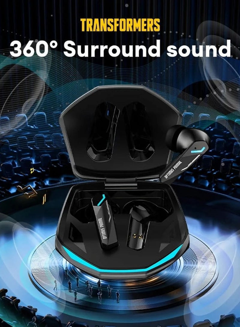 Transformers TF-T10 Wireless Bluetooth Earbuds Gaming Headphones Long Battery Life Headset Low Latency HIFI Stereo Sound with Music Noise Cancellation Calls Black - Image 2