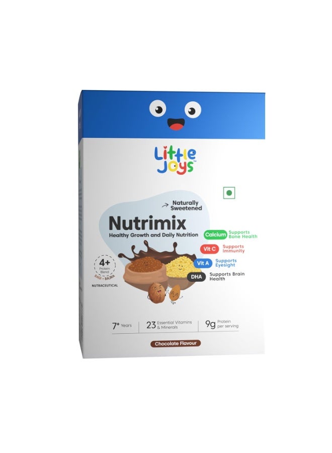 Little Joys Nutrimix Nutrition Powder 1 KG | 7-12 years | No Refined Sugar | Supports Healthy Growth & Boosts Immunity | with Ragi, Bajra, Almonds & Oats | Chocolate Flavour - Image 4