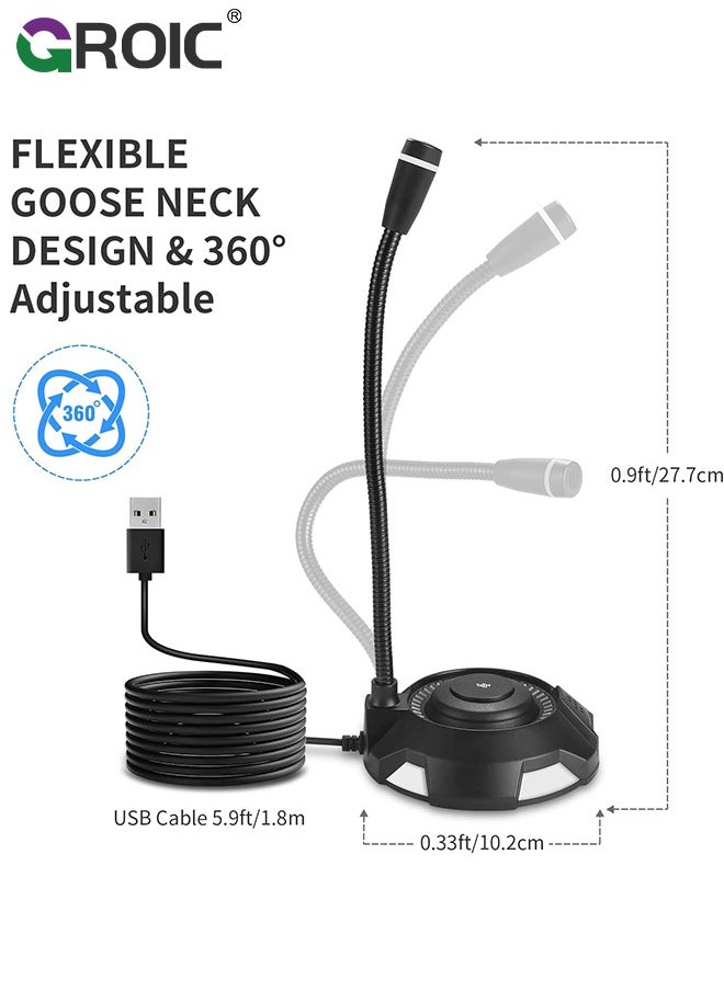 GROIC - USB Microphone, Computer Microphone with Mute Button for Singing, Streaming, Podcasting, Vocal Recording, Plug and Play, Desktop Gaming Mic with RGB lighting for Laptop Mac, Windows, iPhone, iPad - Image 1