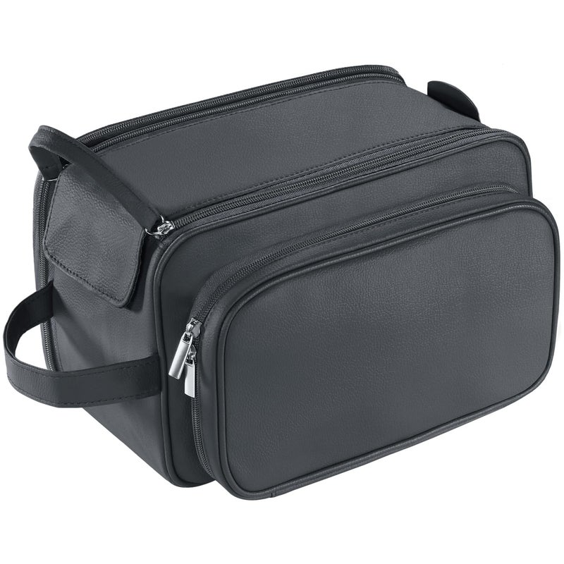 Buruis Extra Large Toiletry Bag for Men, Travel Toiletry Organizer Dopp Kit Water-resistant Shaving Bags, PU Leather Cosmetic Bathroom Shower Bag for Toiletries, Grooming, Accessories (Black) - Image 1