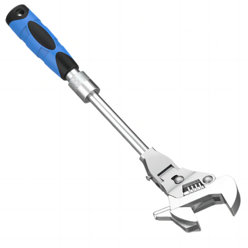 Lslansoon 2 In 1 Flex Head Adjustable Wrench  Reversible Jaw Pipe Wrench With 10 -12  Retractable Extension Shank And 180 Rotatable Head - Image 1