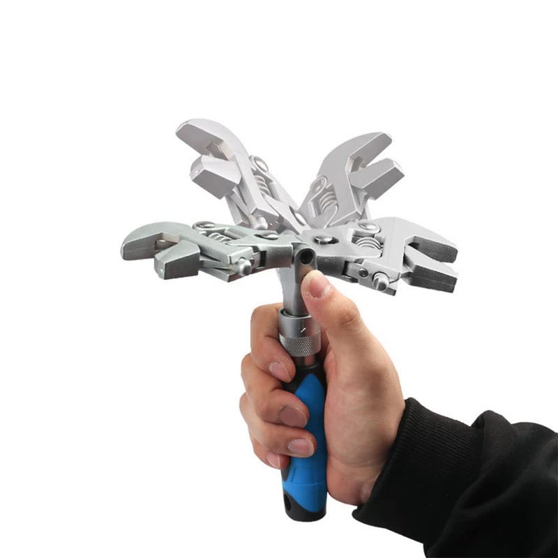 Lslansoon 2 In 1 Flex Head Adjustable Wrench  Reversible Jaw Pipe Wrench With 10 -12  Retractable Extension Shank And 180 Rotatable Head - Image 2