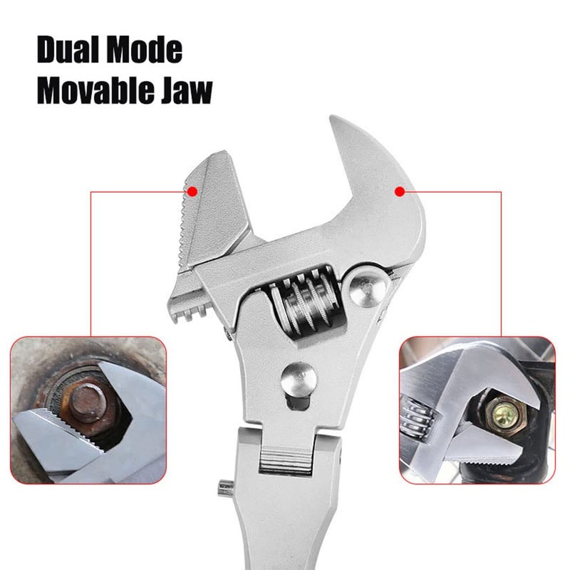 Lslansoon 2 In 1 Flex Head Adjustable Wrench  Reversible Jaw Pipe Wrench With 10 -12  Retractable Extension Shank And 180 Rotatable Head - Image 3