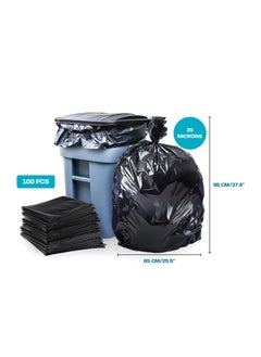 Hi Care Hi-Care Garbage Bag Black 65x95cm 20 Micron 100 Bags Heavy Duty Oxo Biodegradable Plastic Bag MediumTrash Bags Dustbin Bags Waste Bag Office Bag Strong And Durable Bin Bag Garbage Bag Medium  - Image 2