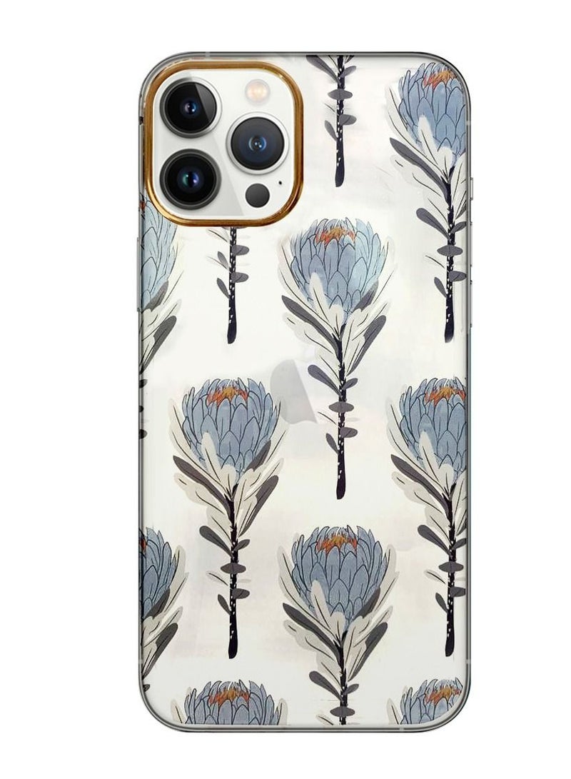 JOWAY iPhone 12 Pro Max Floral Clear Case Ultra Slim Shockproof Flower Print Transparent Cover Design 9 - Image 1