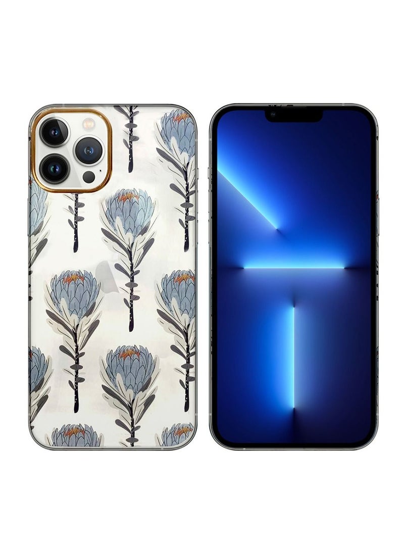 JOWAY iPhone 12 Pro Max Floral Clear Case Ultra Slim Shockproof Flower Print Transparent Cover Design 9 - Image 2