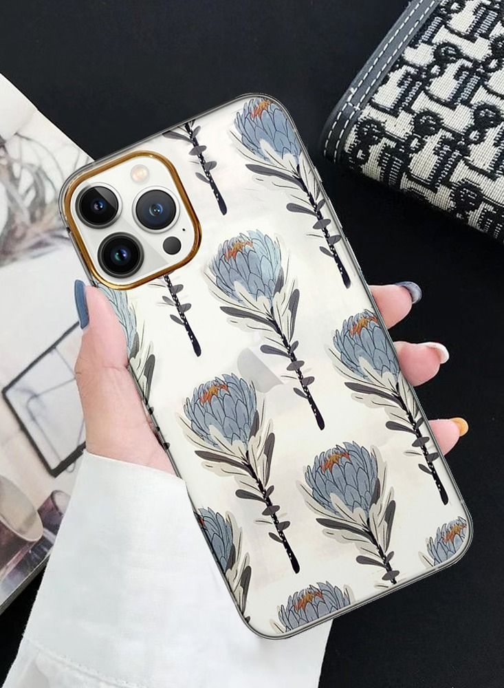 JOWAY iPhone 12 Pro Max Floral Clear Case Ultra Slim Shockproof Flower Print Transparent Cover Design 9 - Image 3