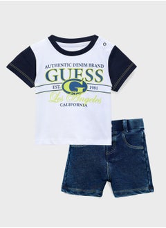 GUESS Kids Printed T-Shirt & Knit Denim Shorts Set  - Image 1