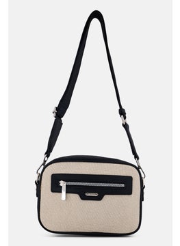 XOXO Women Brand Logo Crossbody Bag, Black/Beige  - Image 1