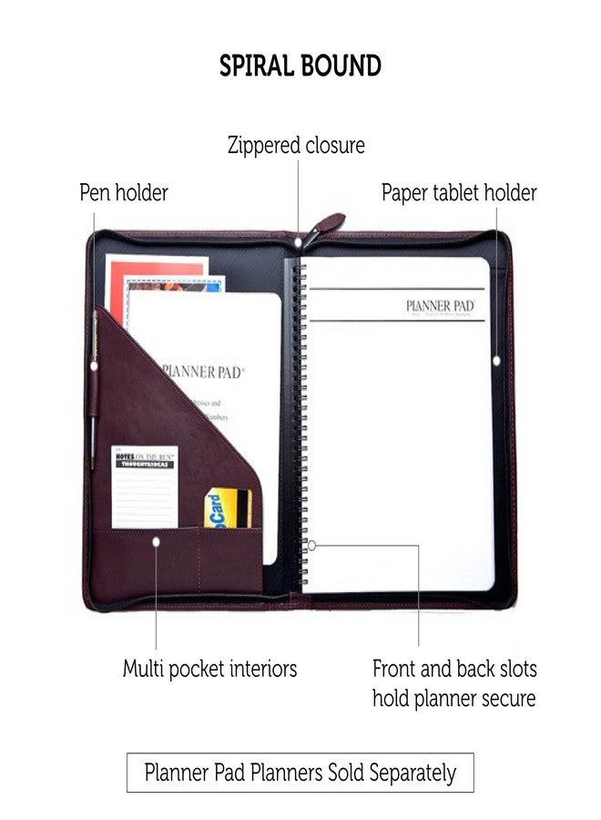 Planner Pad Spiral Bound Executive Size Cover, Fits 8 1/2 x 11” Size Planner Pages, Burgundy Faux Leather - Image 3