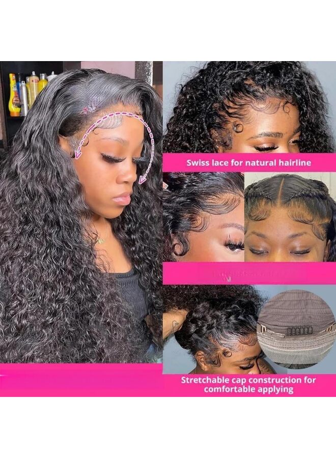 يُسلِّم شعر مستعار مموج عميق بطول 30 بوصة، بدون غراء، بدون دانتيل أمامي، لون طبيعي، مصنوع من سلك مقاوم للحرارة العالية، بدون غراء. - Image 5