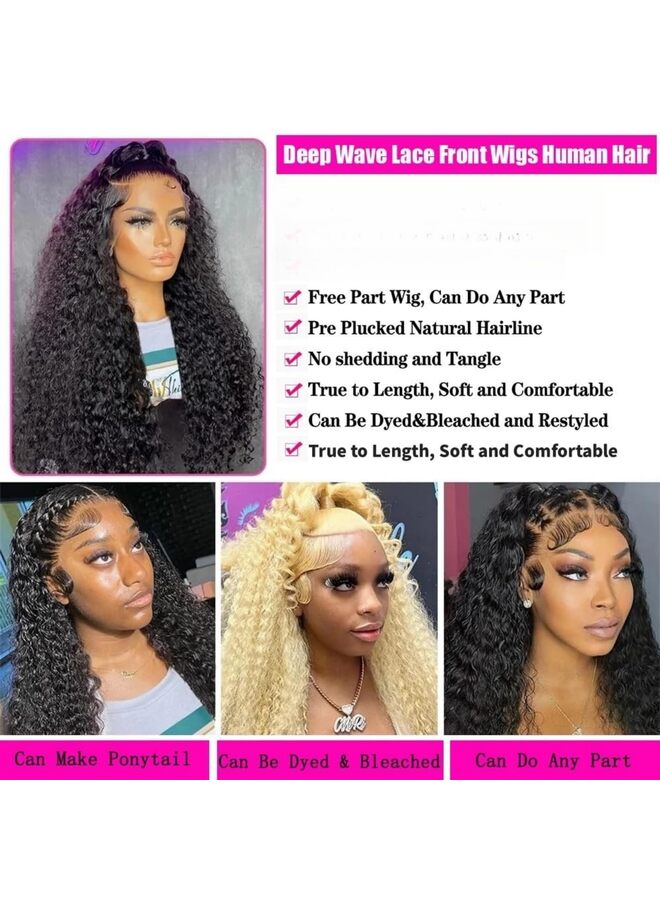 يُسلِّم شعر مستعار مموج عميق بطول 30 بوصة، بدون غراء، بدون دانتيل أمامي، لون طبيعي، مصنوع من سلك مقاوم للحرارة العالية، بدون غراء. - Image 3