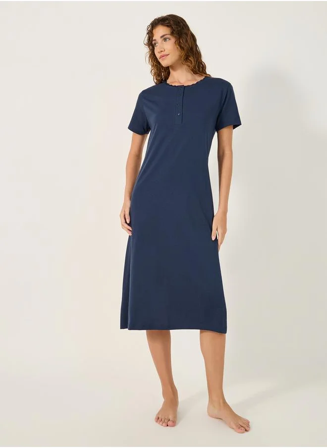 Styli YOKE PLACKET NIGHTDRESS - MIDI