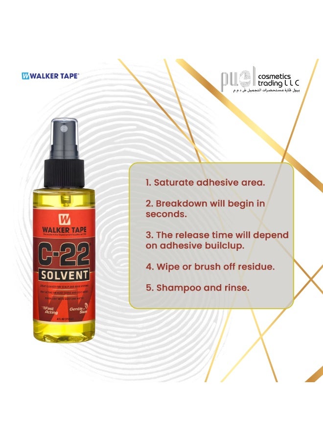 Walker Tape® C-22 Solvent – 4 fl oz Spray Bottle – Fast-Acting Adhesive Remover for Hair Systems – Oil-Based, Skin-Safe, Citrus Scent – Lace Wig & Toupee Tape Remover - Image 5
