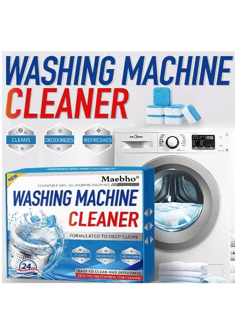 Washing Machine Cleaner Tablets, Deep Clean Front Loader & Top Load Washer, 24 Pcs Professional Grade Washer Machine Cleaner Deodorizer for Removing Build-up  - Image 1