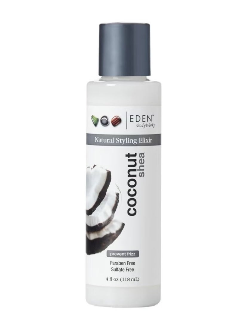 eden bodyworks Coconut Shea Styling Elixir ; 4 Oz ; Heat Protectant Add Shine Moisturize & Smooth Hair