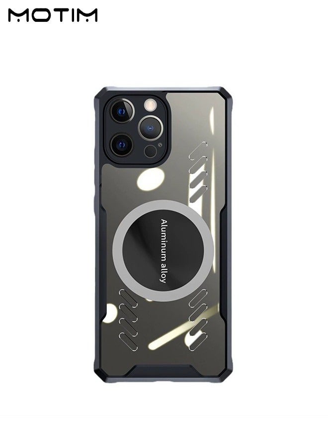 Motim iPhone 14 Pro/14 Pro Max Phone Case, Aluminum Alloy Hollow Heat Dissipation Cooling Case, Support Car Magnetic Suction Function, TPU Back Bumper Case Shockproof Protective Cover - Image 1