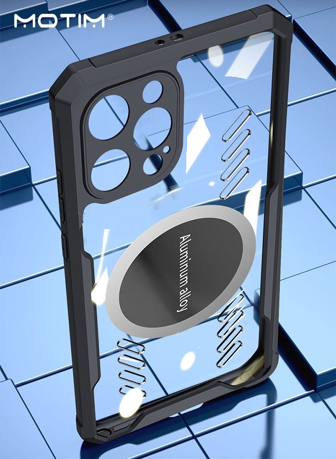 Motim iPhone 14 Pro/14 Pro Max Phone Case, Aluminum Alloy Hollow Heat Dissipation Cooling Case, Support Car Magnetic Suction Function, TPU Back Bumper Case Shockproof Protective Cover - Image 2