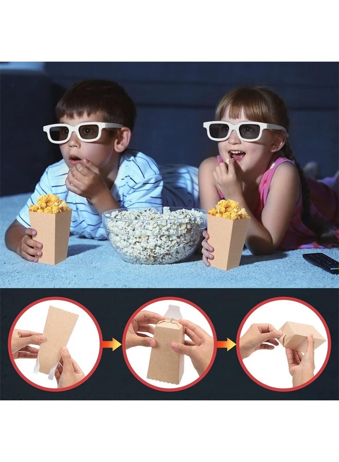 DUNISO 100 Popcorn Boxes, Cardboard Cup Container Bucket, Suitable for Cinema Carnival Birthday Party Supplies, Candy Snacks Potato Chips Holder (Kraft Paper Style)5.5x7.5x11cm - Image 3