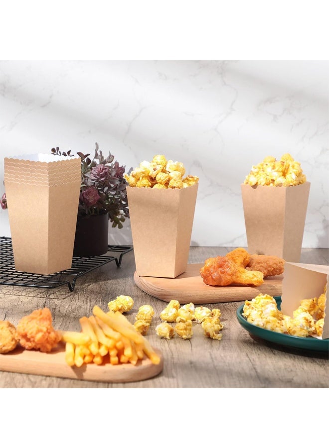 DUNISO 100 Popcorn Boxes, Cardboard Cup Container Bucket, Suitable for Cinema Carnival Birthday Party Supplies, Candy Snacks Potato Chips Holder (Kraft Paper Style)5.5x7.5x11cm - Image 4